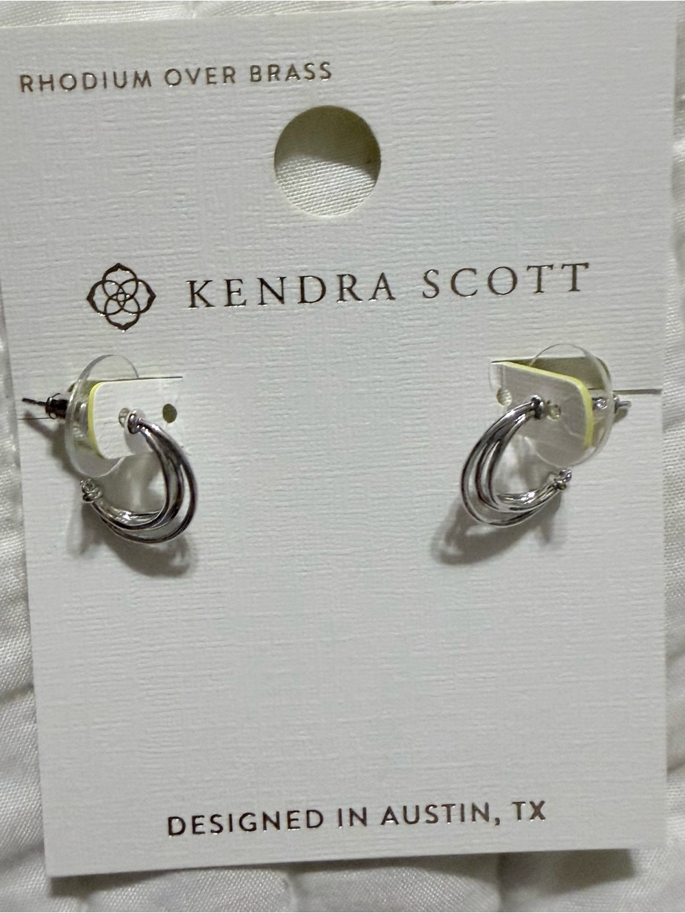 New with tags and bag Kendra Scott rhodium over brass Triple Hoop Stud Earrings